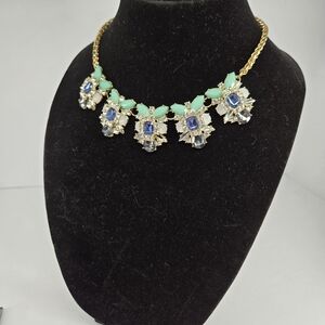 Elegant Gold and Blue Statement Necklace